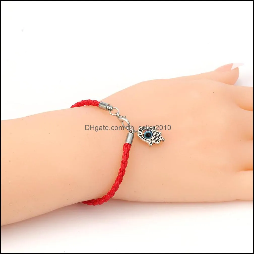 Evil Eye Charm Bracelet Red Rope PU Leather Weave Jewelry Women Bracelets Minimalist Female Wrap Chain 1 8bd G2B