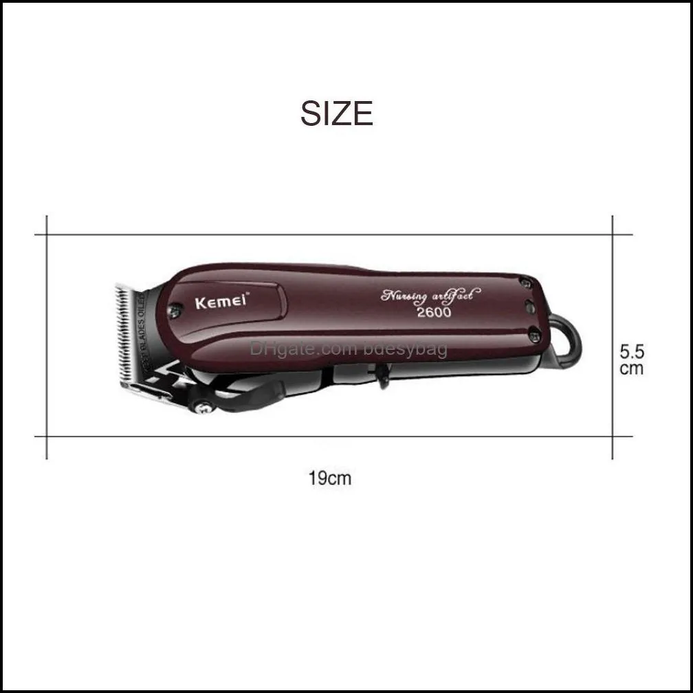 kemei 2600 professional electric hair trimmer beard shaver 100-240v rechargeable clipper titanium knife cutting machine km-2600