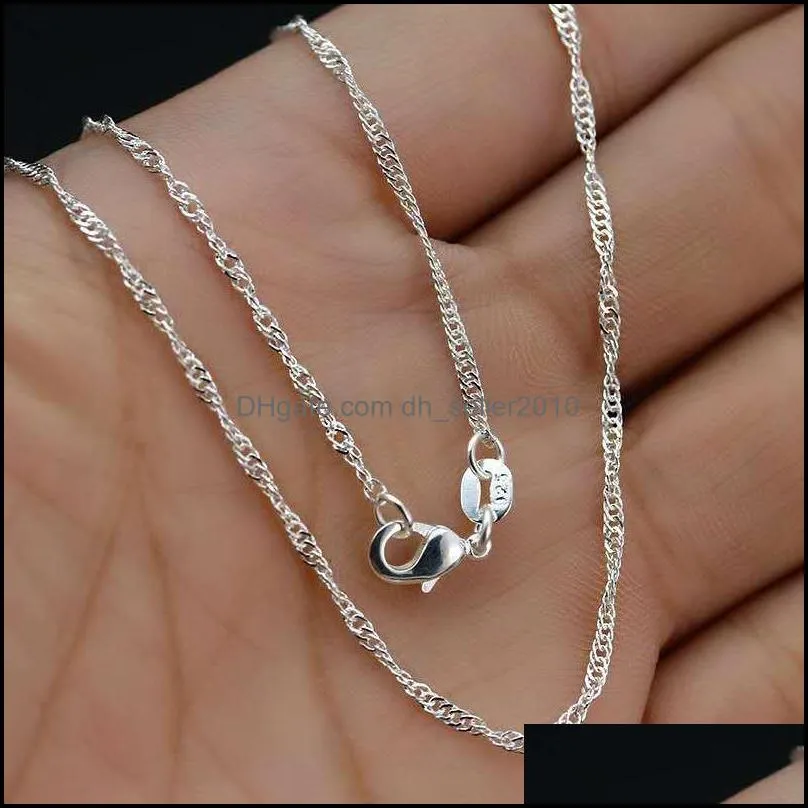 10pcs Water Waves Chains 1.2mm 925 Sterling Silver Necklace Chains 16