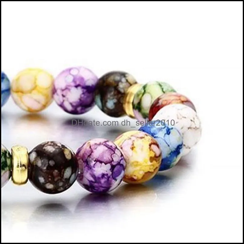 Natural Resin Chakra Strands Bracelet Fashion Colorful Ornaments Energy New Jewelry Women Man Beaded Bracelets Yoga Christmas 1 6zx