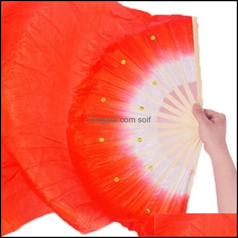 1.8m Handwork Colorful Long Veil Silk Fan Women Perform Belly Dance Stage Show Chinese Traditional Bamboo Sequins 8zl hh