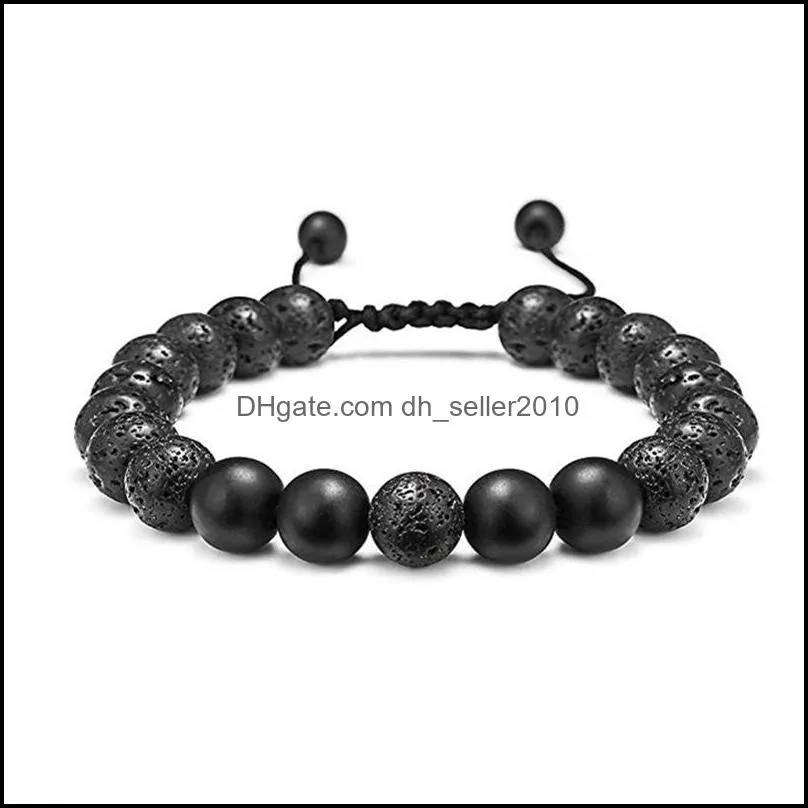 Adjustable Volcanic Stone Beaded Strands Bracelet Yoga Essential Oil Diffuser Bead Braided Bracelets Bangle Healing Balance 132 O2