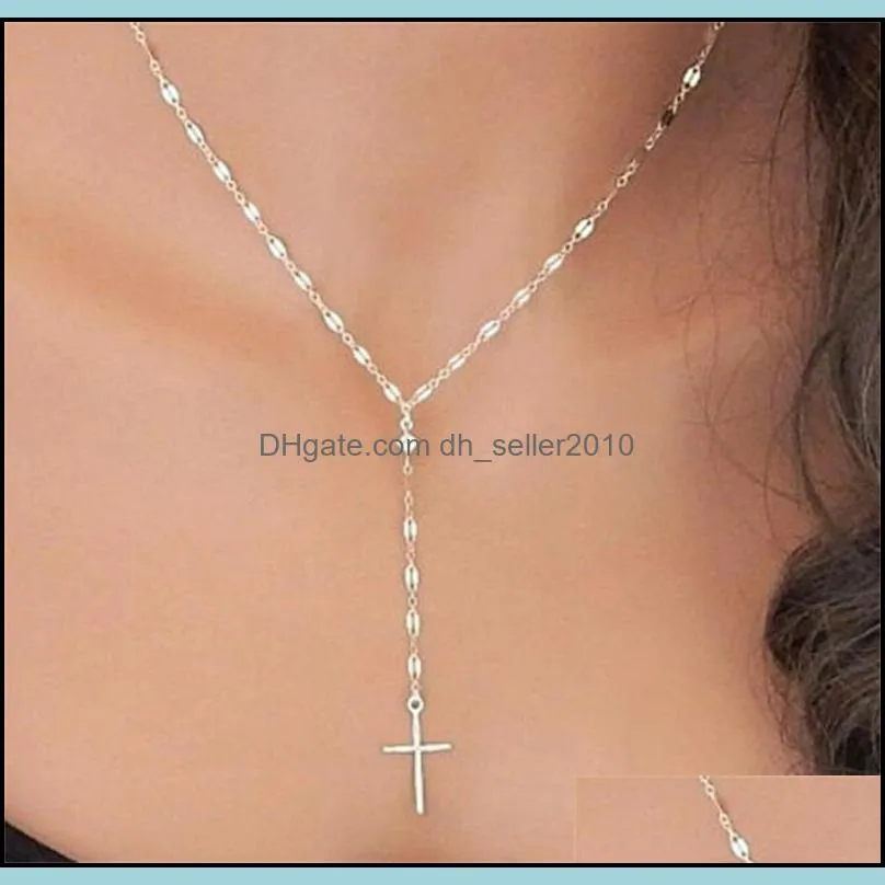 Retro Cross Pendant Collarbone Necklace Jewelry Women Plated Gold Fashion Chain New Pattern 1 2ld J2