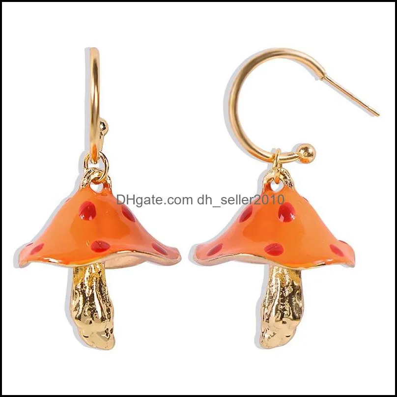 Dangle Earring For Women Cute Mushroom Hoops Gold Color Sweet Butterfly Earrings Trendy Designer Jewelry Luxury 232 D3