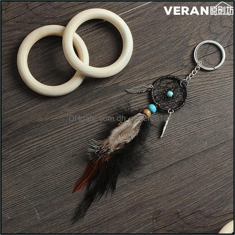 Mini Dream Catcher Keychain Creative Car Accessories Hanging Handmade Vintage Feather Decoration Ornament Party Gifts Keychains 1242