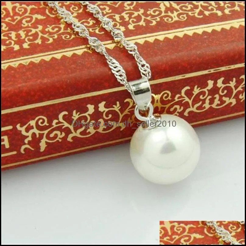 Long Pearl Pendant 925 Sterling Silver Necklace Fashion Women Bohemian Necklace Pendants 10cm Ball Ladies Jewelry