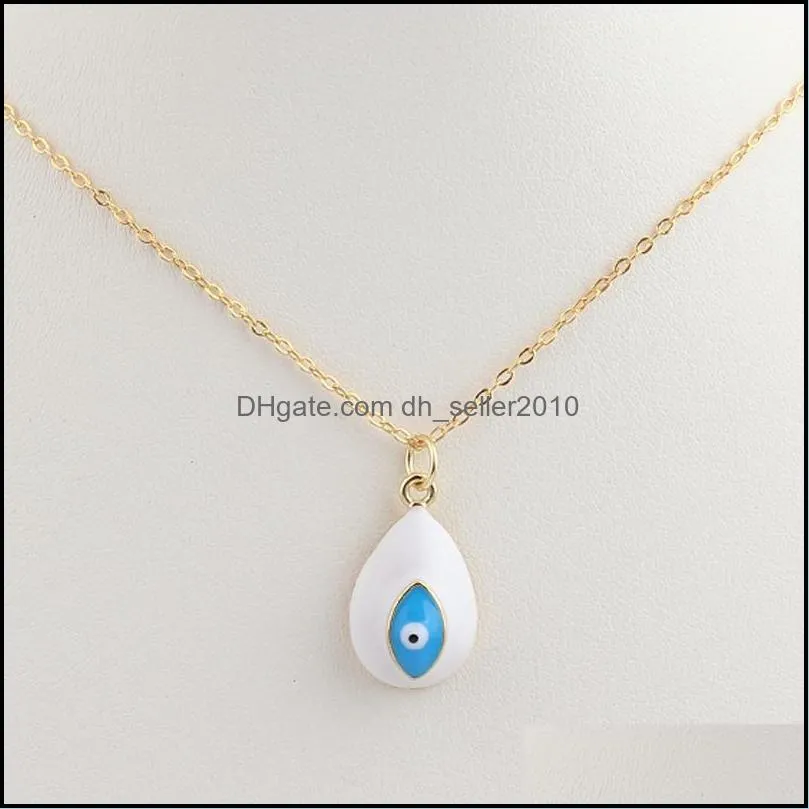 Pendant Necklaces Fashion Devil`s Eye Enamel Copper Gold Plated Rainbow Necklace For Women Personalized Style Jewelry Chain 3400 Q2