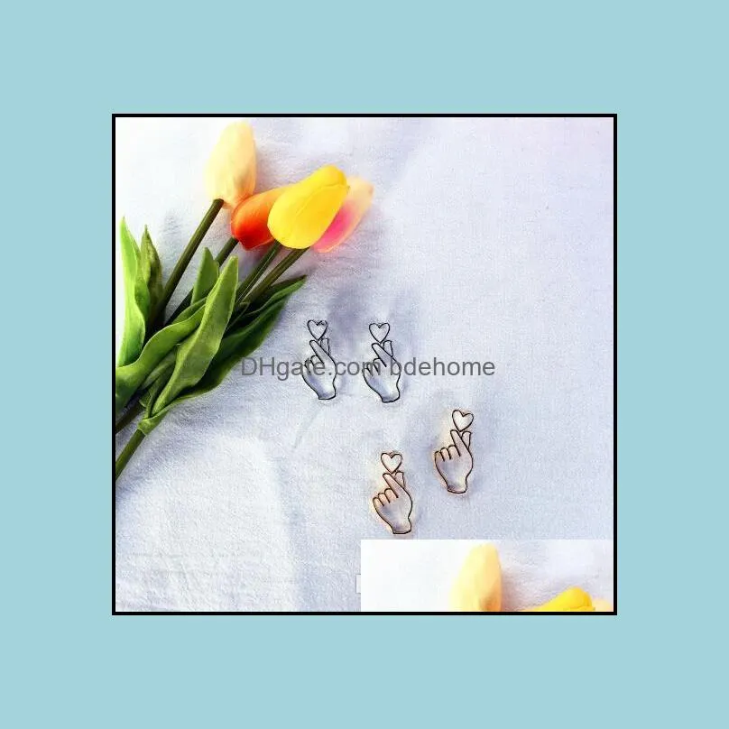 fashion handmade alloy heart stud earring abstract attractive hand shaped gesture earrings symbol love you jewelry
