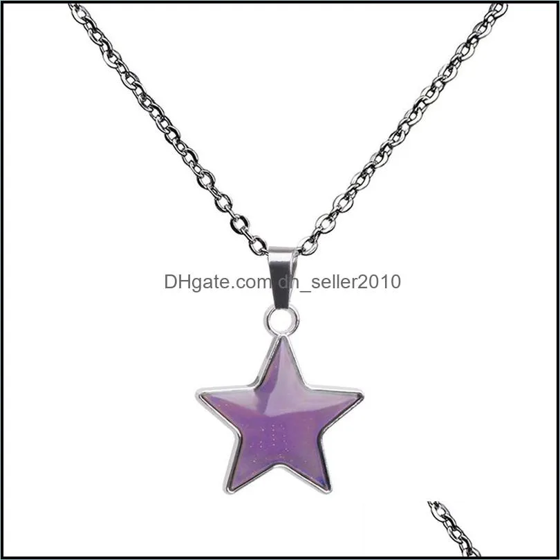 Five Pointed Star Pendant Necklace Temperature Change Color Necklaces Creative Fashion Women Jewelry 4 3la Q2