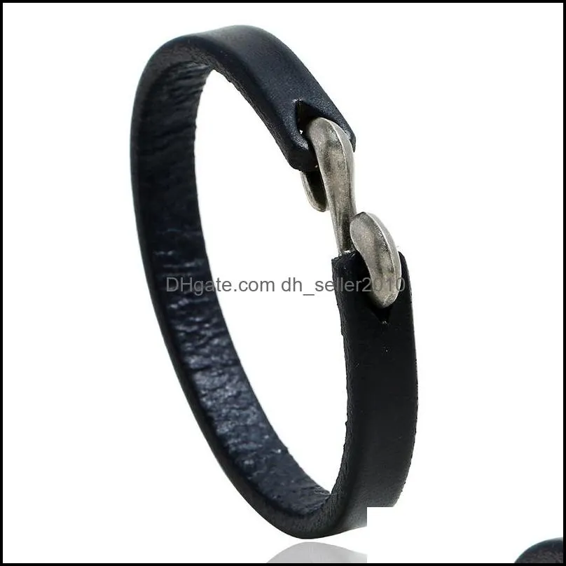 Vintage Simple Hook Leather Bracelet Fashion Women Man`s Bracelets Wristband Bangle Cuff Fashion Jewelry Will and Sandy 2407 Q2