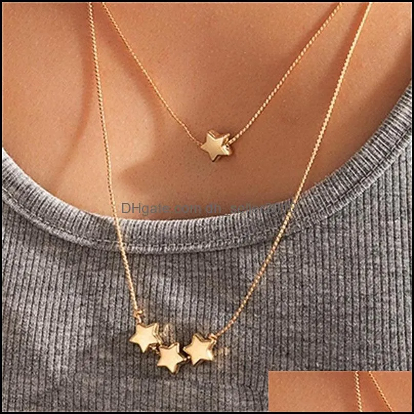 Trendy Multilayers 3 Layers Bohemia Style Stars Pendants Choker Women Necklace Jewelry Gift Pendant Necklaces