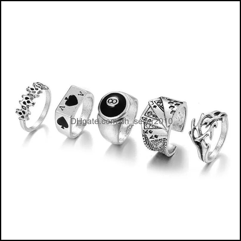 Fashion Punk Ring Set Geometric Twist Minimalist Jewelry Metal circular golden ring for women Street dance Accessiory 164 D3