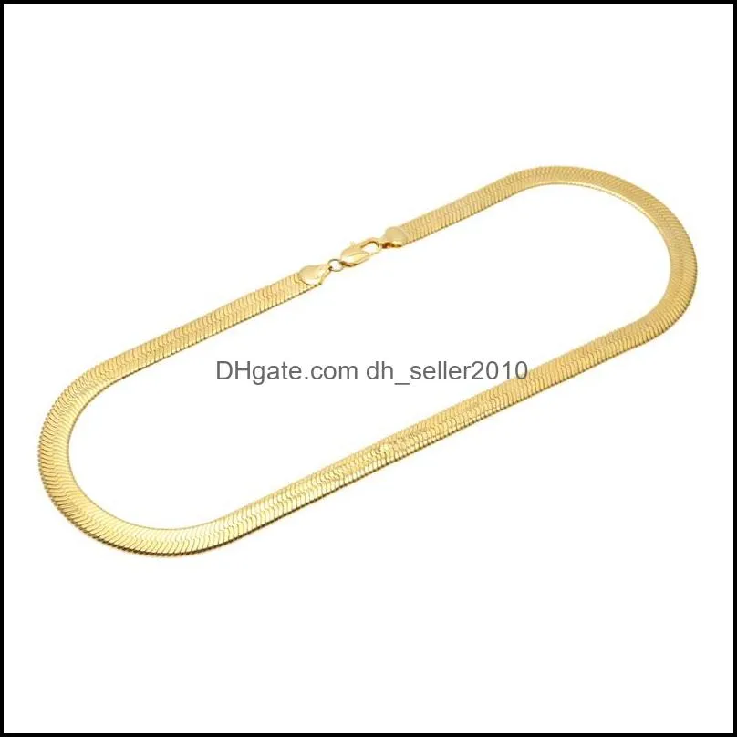 10MM Wide Snake Bone Chain Yellow Gold Filled Men Statement Herringbone Necklace 60cm 2072 Q2