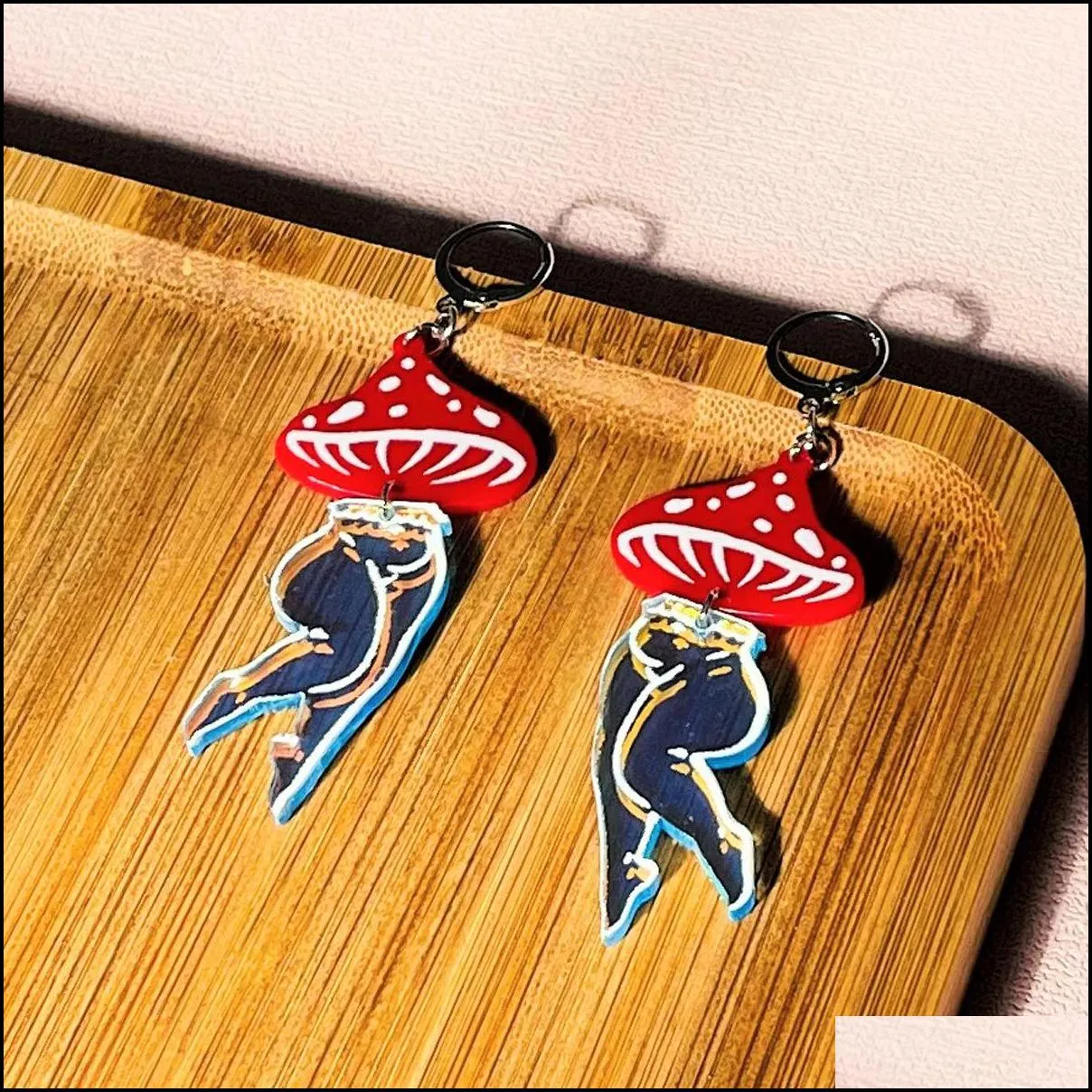 vintage mushroom dangle earrings acrylic cute tiny dancer beautiful legs ballet earrings for women fashion jewelry accessories charms