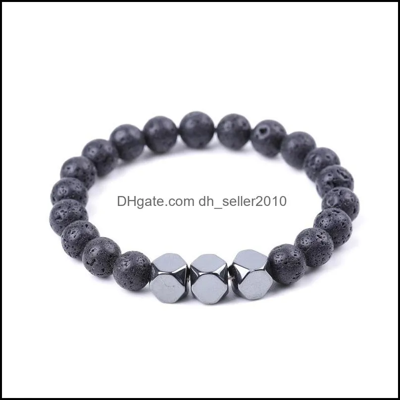 Hematite Bracelet Energy Stone Diamond Hand String Ornament Volcanic Rock Lovers Jewelry 3 2xh Y2