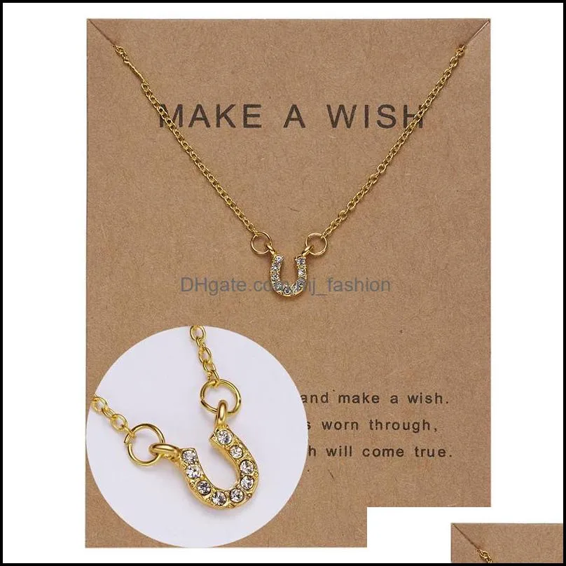 u shape pendant necklaces micro inlaid clavicle chain jewelry gift zircon choker