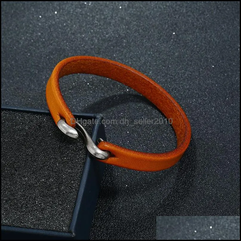 Vintage Simple Hook Leather Bracelet Fashion Women Man`s Bracelets Wristband Bangle Cuff Fashion Jewelry Will and Sandy 2407 Q2