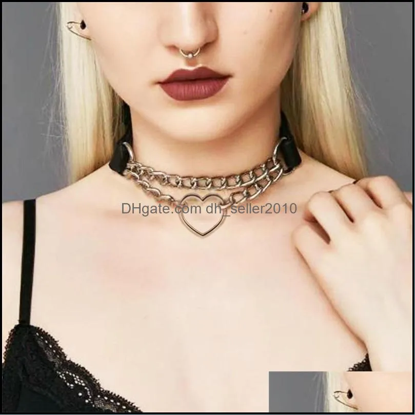 Heart Loop Punk Choker for Women Adjustable Soft PU Leather Cute Party Club Jewelry Necklace 3614 Q2