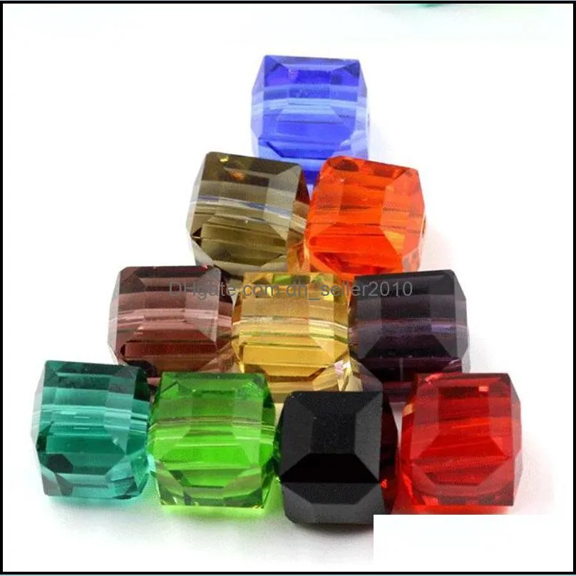 40Pcs Austrian Crystal Cube Beads Green 10mm Faceted Glass Square Loose Spacer Beads For DIY Making Fashion Jewelry Bracelets 2484 T2