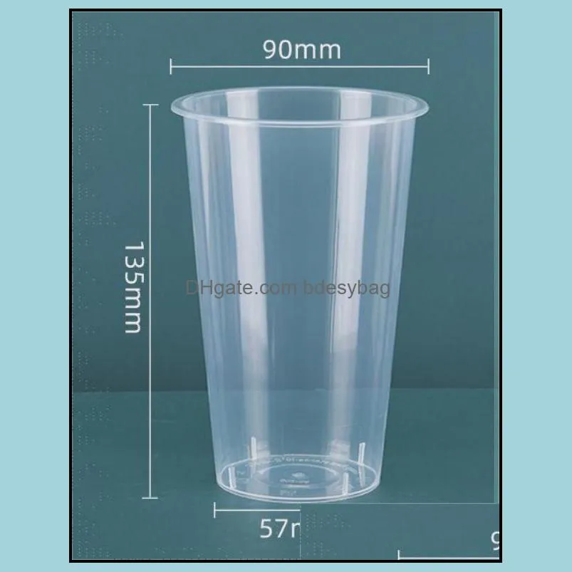 beverage cold drink plastic cup fruit juice commercial disposable milk tea cup pp frosted transparent packaged