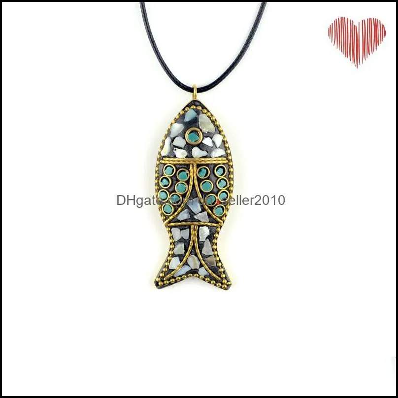 Pretty necklaces fashion evade fish ethnic ,stones vintage plate Nepal jewelry,handmade sanwoods vintage pendants necklace 21 N2