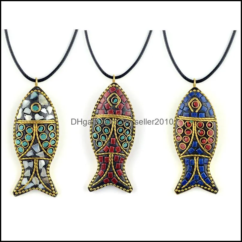 Pretty Necklaces Fashion Evade Fish Ethnic Necklace,Stones Vintage Plate Nepal Jewelry,Handmade Sanwoods Vintage Bodhi Pendants L3Km3 641