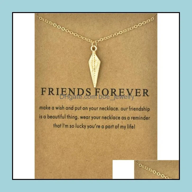 rhombic arrow pendant necklace clavicle chain with card statement necklace women jewelry best friend personalized gifts