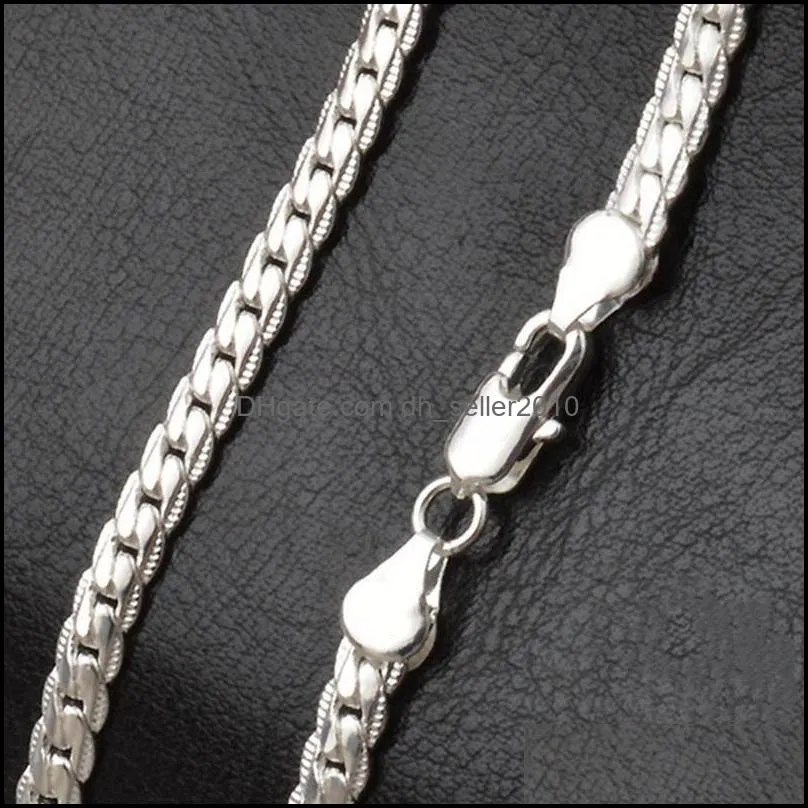 925 Sterling Silver 6mm Full Sideways Necklace 18/20/24 Inch Chain For Woman Men Fashion Wedding Engagement Jewelry 1201 T2