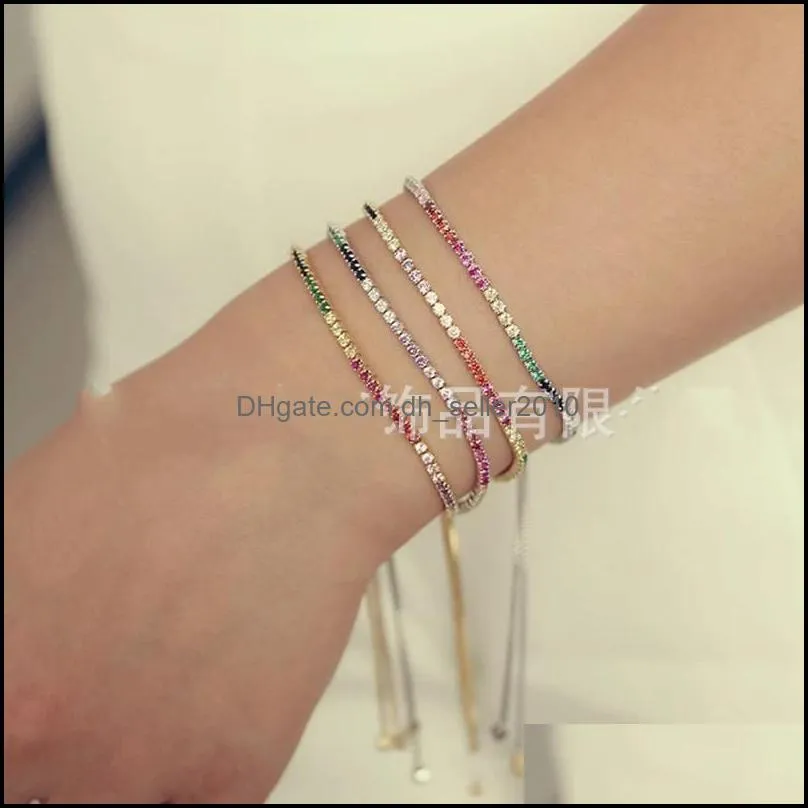 rainbow cz tennis bracelet for women new design trendy bright colorful multi color stone fashion jewelry 296 N2