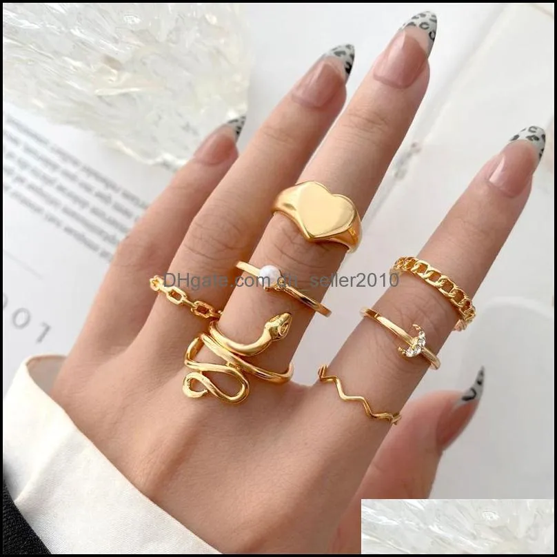 Fashion Metal Heart Rings Set Silver Alloy Hollow Pearl Love Rings for Couples Lovers Women Girls Valentines Day Party Gift 130 D3