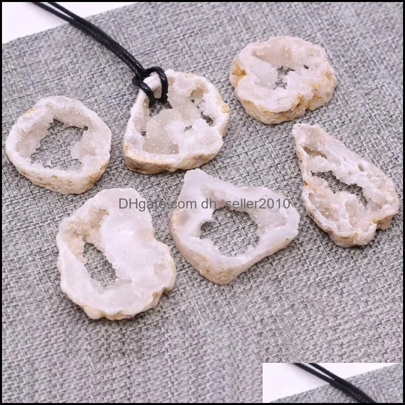 Exquisite Natural Stone Pendant Necklace Agate Crystal Cluster Section Necklaces Jewelry Accessories Handmade Man Woman Ornaments 1 36qs