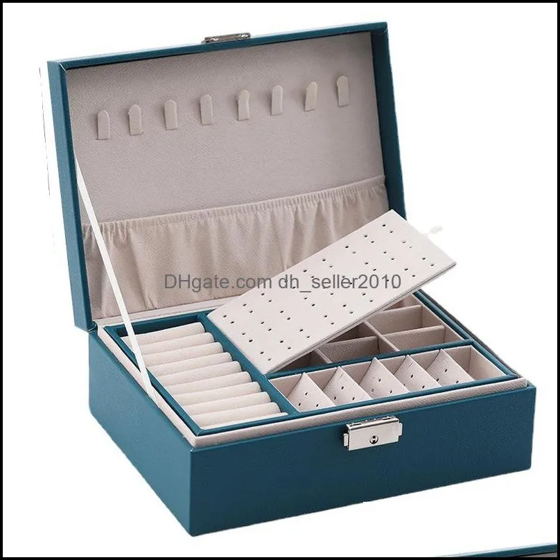 Double-Layer Velvet Jewelry Box European Jewelry Storage Box Large Space Jewelry Holder Gift Box