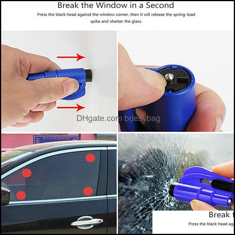 multicolor car safety hammer spring type escape window breaker punch seat belt cutter keychain auto accessories