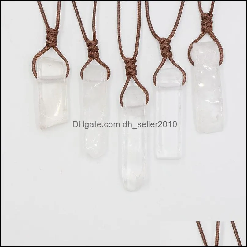 1pc Healing Crystal Natural Stone Slice Pendants Necklace Reiki Chakra Quartz Lapis Amethysts For Women Jewelry