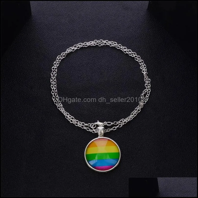 Hexachrome Rainbow Men Women Necklace Jewelry Plated Silver Fashion Necklaces Alloy Circular Pendants Chain