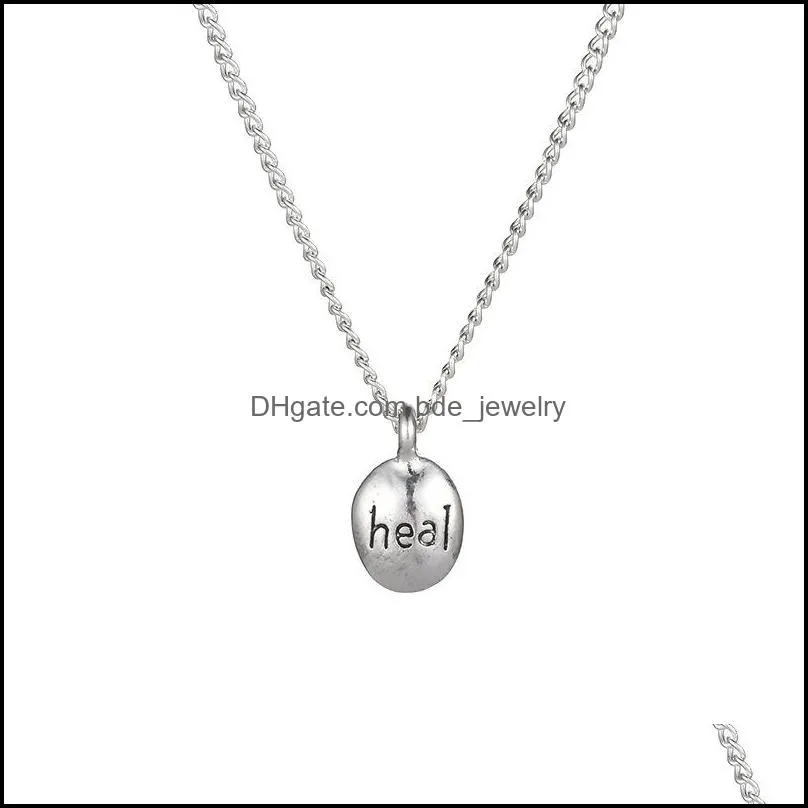 heal letters pendant necklace for women charm jewelry gold silver color wish card necklaces choker jewelry gifts