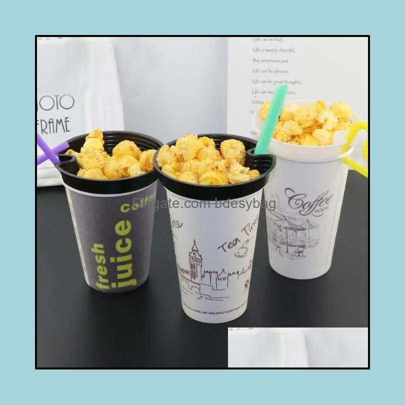 snack cup holder creative fried chicken fries popcorn cups holders disposable cold drink milk tea plastic tray