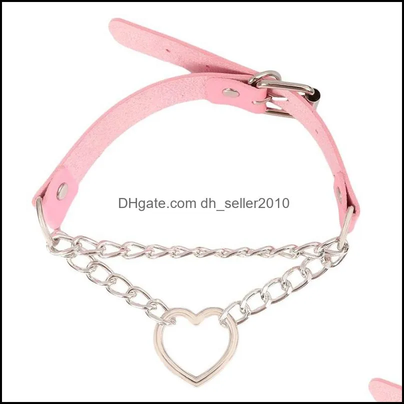 Heart Loop Punk Choker for Women Adjustable Soft PU Leather Cute Party Club Jewelry Necklace 3614 Q2