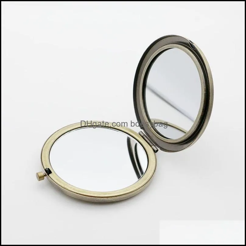 70mm solid double-sided folding portable cosmetic mirror diy gift logo engraved small mirrors