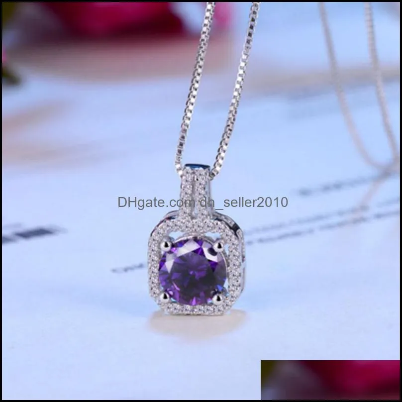 Fashion Simple Jewelry 925 Sterling Silver Round Cut 5A Cubic Zirconia CZ Party clavicle Chain Diamond Women Cute Necklace Penda 52 L2