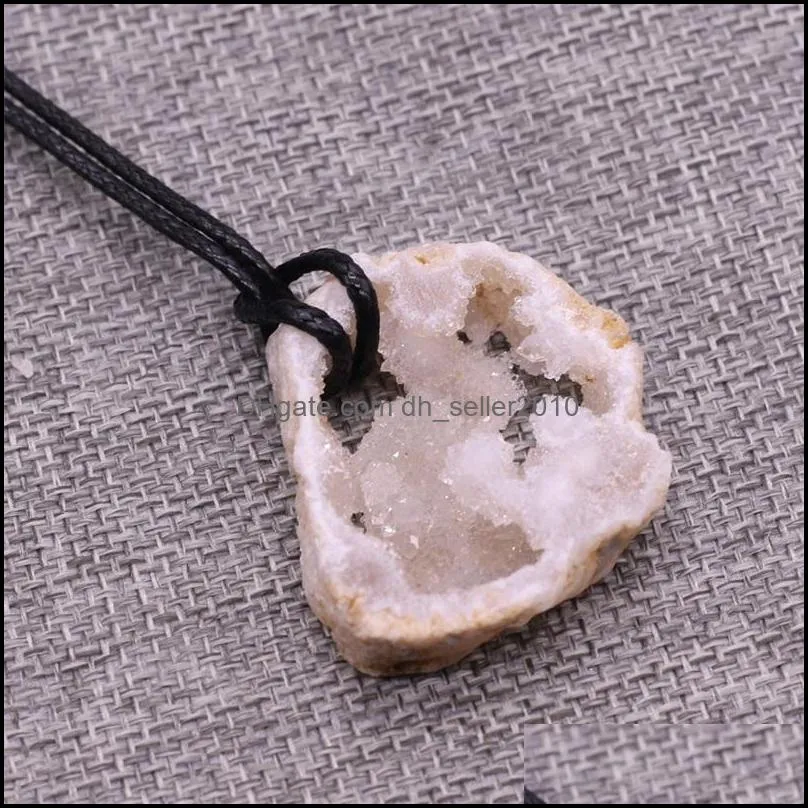 Exquisite Natural Stone Pendant Necklace Agate Crystal Cluster Section Necklaces Jewelry Accessories Handmade Man Woman Ornaments 1 36qs