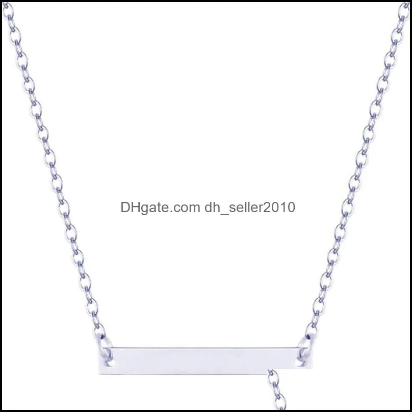 Women Necklace Jewelry Bar Necklaces Stainless Steel Lady Fashion Long Tag Pendant Chain