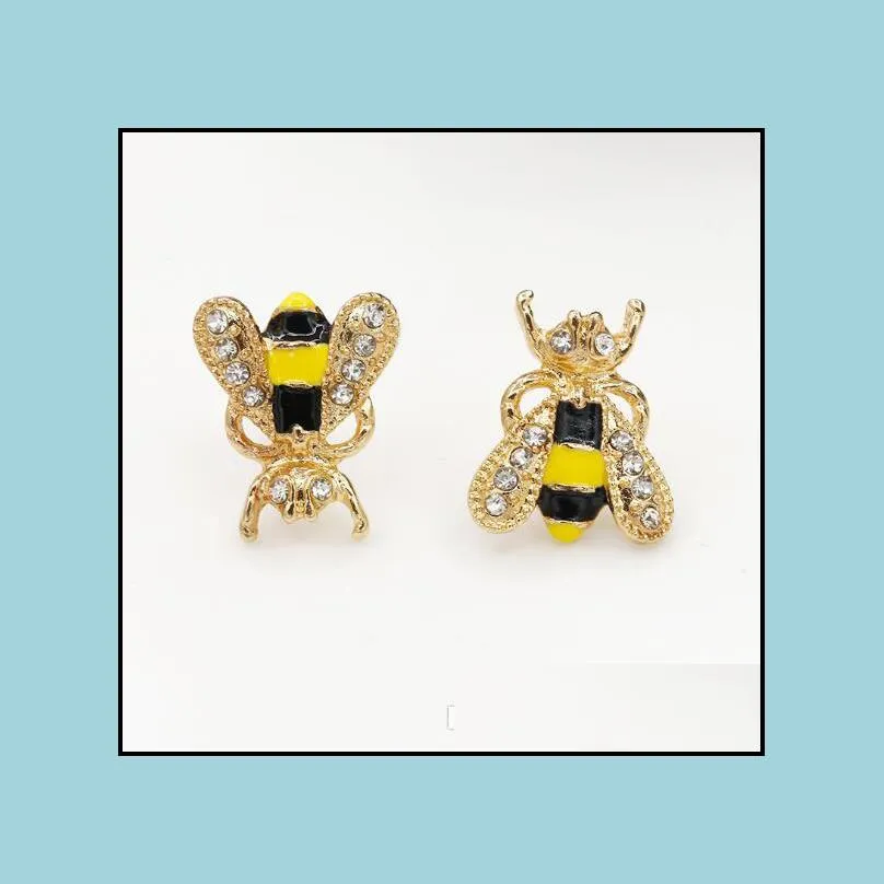drop of oil yellow animal bee ear stud alloy gold color lovely animals studs earring party jewelry elegant bees earrings