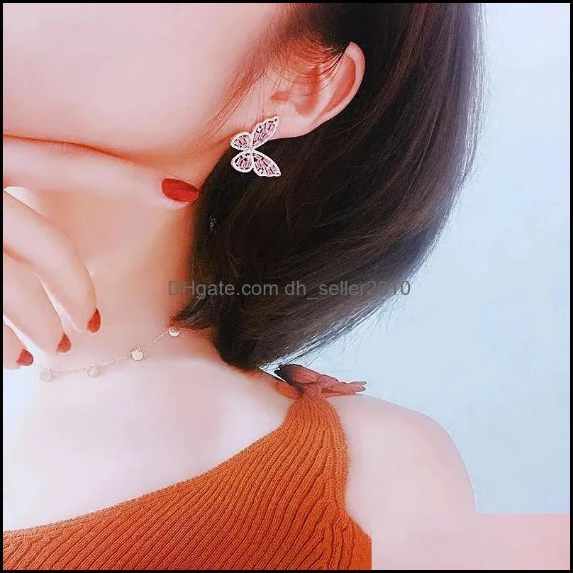 New Luxury Fashion Round Korean Stud Earrings For Women Big Butterfly Gold Earring for women Jewelry 64 D3