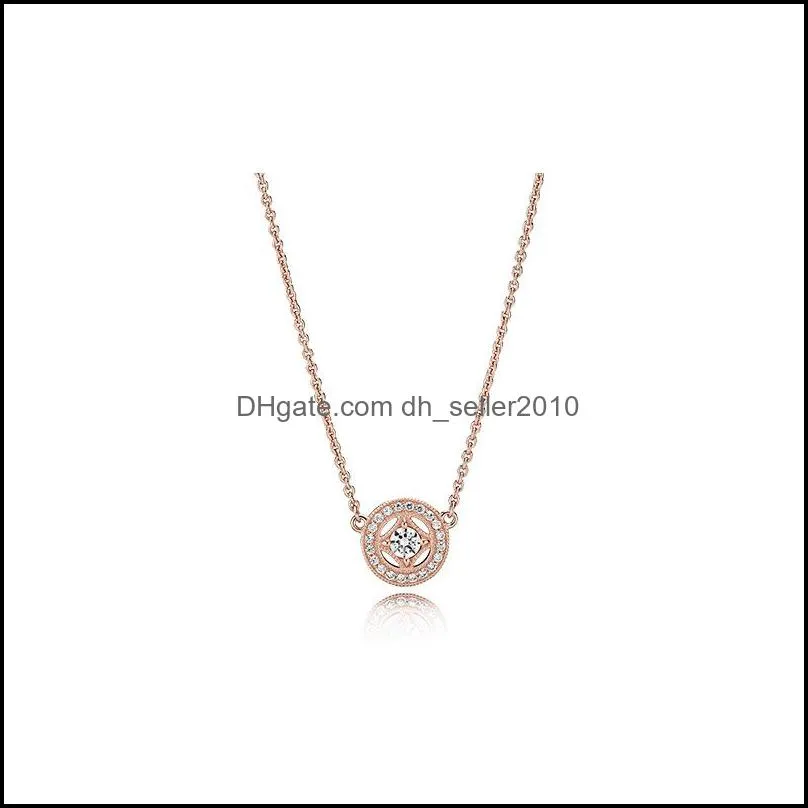100% 925 Sterling Silver Original Personality Romantic ROSE VINTAGE ALLURE NECKLACE Wedding Women Gift Jewelry