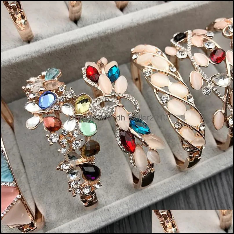 Charm Bangle Bracelet Rhinestone Styles Mix Jewelry Women Alloy Wristband Female Bracelets Fashion Quality Gift