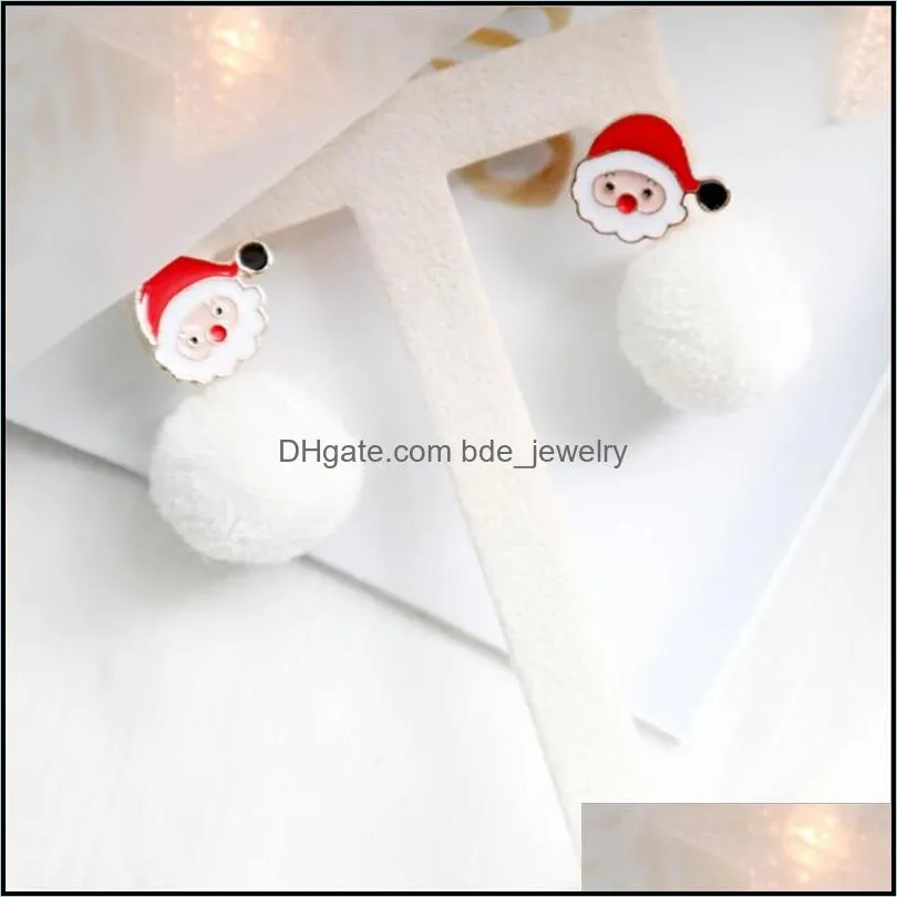 christmas series drop earrings cartoon deer santa claus drop earrings wool tassel earrings fashion ear jewelry girls gift