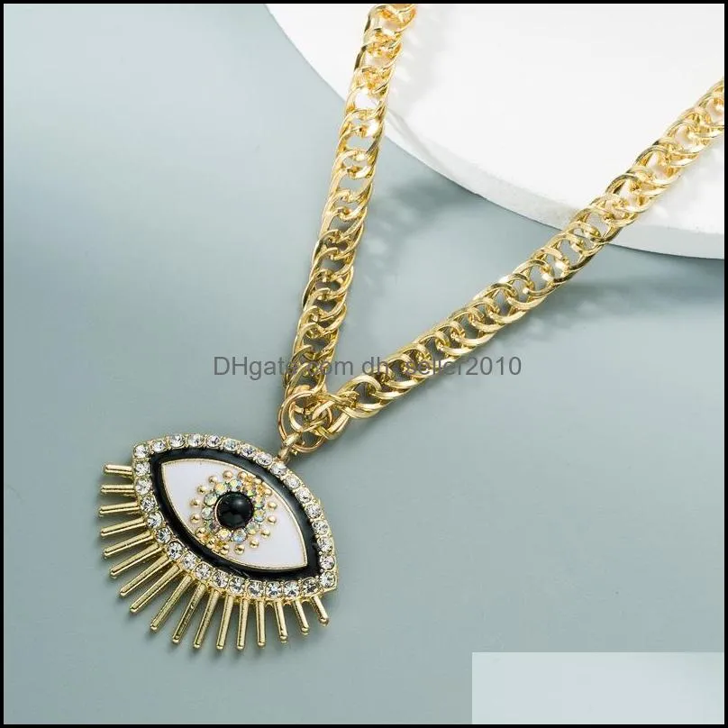 Chokers Paved Crystal Heart Evil Eye Pendant Necklace Fashion Summer Women Choker Boutique Jewelry Wholesale 3526 Q2