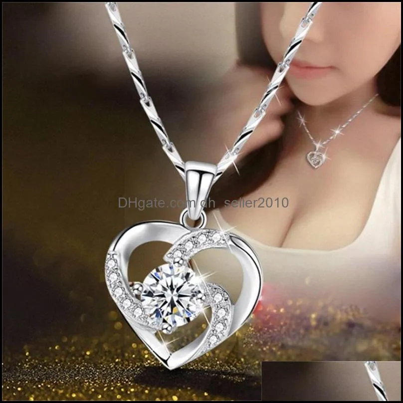 Heart Shaped Pendant Necklaces Crystal Blue Purple Necklace Valentine Christmas Jewelry Accessories 3 2lr Q2