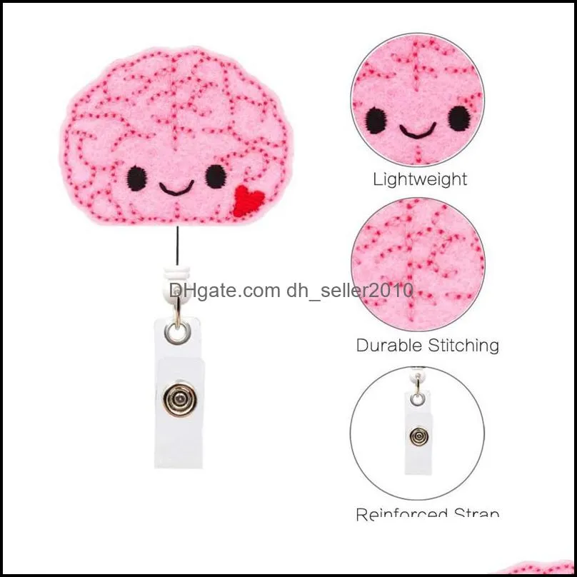 Doctors nurse Office Brain Badge Reel Retractable Pull Badge ID Lanyard Name Tag Card Badge Holder Key Ring Chain Clips 75 W2